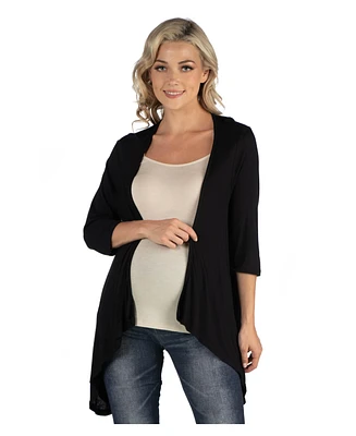 24seven Comfort Apparel Elbow Length Sleeve Maternity Open Cardigan