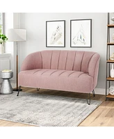 Noble House Lupine Modern Loveseat with Hairpin Legs