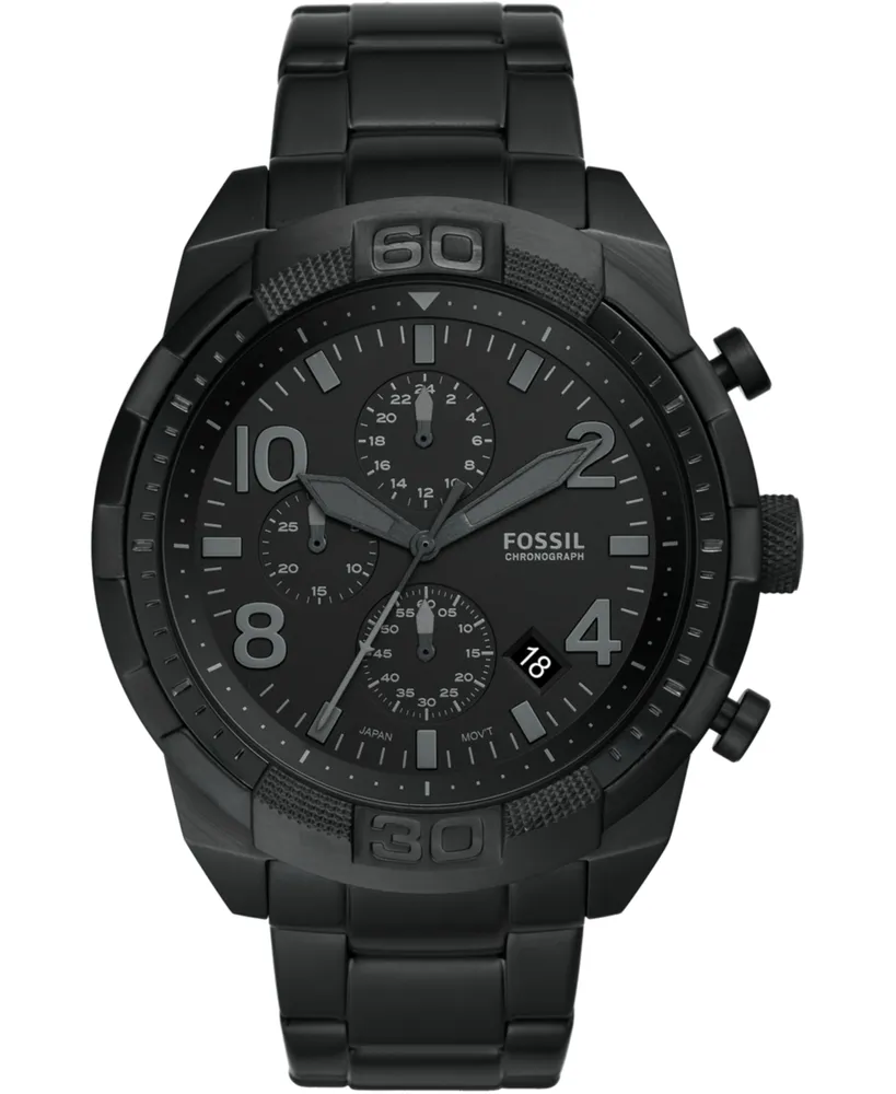 Fossil Men's Chronograph Bronson Black Stainless Steel Bracelet Watch 50mm