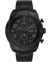 Fossil Men's Chronograph Bronson Black Stainless Steel Bracelet Watch 50mm