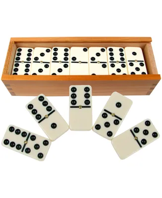 Hey Play Premium Set Of 28 Double Six Dominoes Wood Case