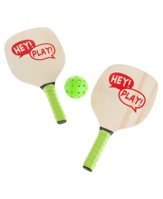 Hey Play Paddle Ball Game Set - Pair Of Lightweight Beginner Rackets, Ball And Carrying Bag For Indoor Or Outdoor Play - Adults And Children