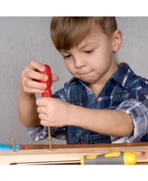 Hey Play Screw Block Toy - Kids Wooden Manipulative With Screws And Screwdriver - Fun Fine Motor Development Activity For Boys And Girls