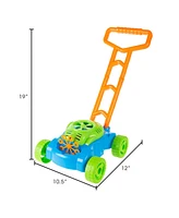 Hey Play Bubble Lawn Mower - Toy Push Lawn Mower Bubble Blower Machine, Walk Behind Outdoor Activity For Toddlers, Boys And Girls
