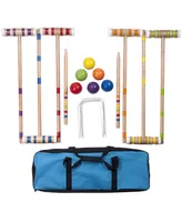 Hey Play Croquet Set - Wooden Outdoor Deluxe Sports Set With Carrying Case - Fun Vintage Backyard Lawn Recreation Game For Kids Or Adults, 6 Players