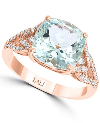Lali Jewels Aquamarine (3-1/2 ct. t.w.) & Diamond (1/3 14k Rose Gold