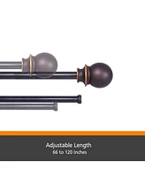 Kenney Fast Fit Easy Install Birkin 5/8" Decorative Window Double Curtain Rod