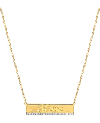 Diamond Mom Bar 18" Pendant Necklace (1/10 ct. t.w.) in 10k Gold