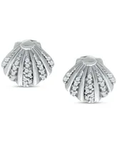 Giani Bernini Cubic Zirconia Clam Shell Stud Earrings in Sterling Silver, Created for Macy's