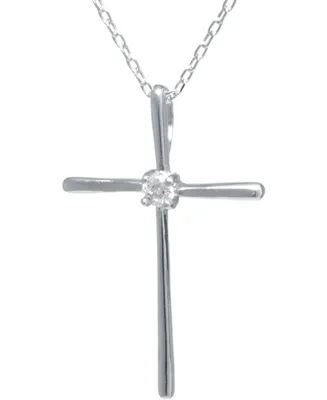 Giani Bernini Cubic Zirconia Cross 18" Pendant Necklace in Sterling Silver, Created for Macy's