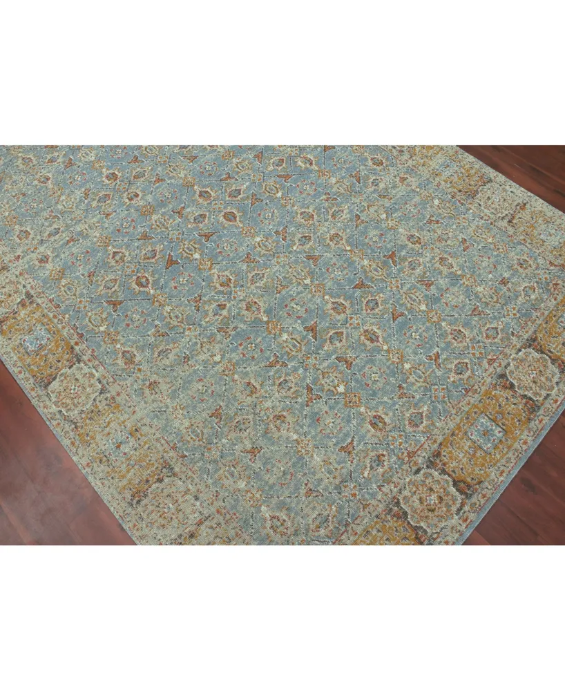 Amer Rugs Eternal Ete-27 Teal/ Gold 2'7" x 7'6" Runner Rug