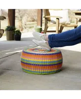 Household Essential Indoor Outdoor Resin Wicker Low Barrel Basket Side Table