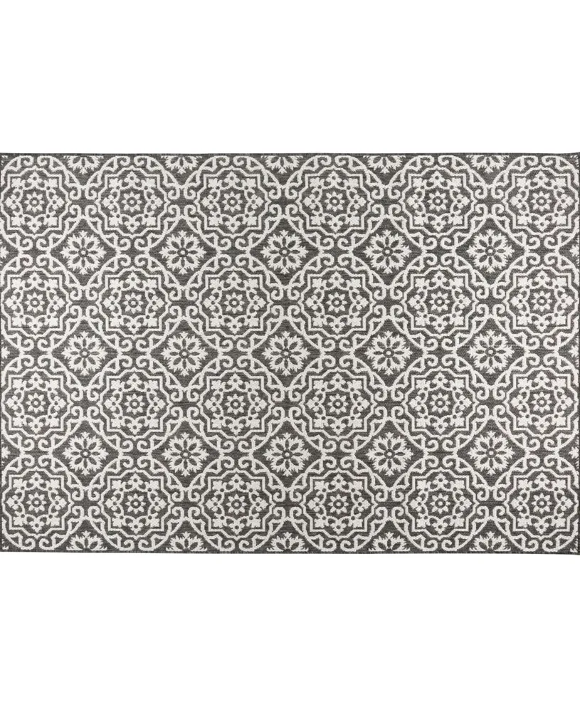 Nicole Miller Patio Country Danica 2A-6681-480 Black and Gray 6'6" x 9'2" Outdoor Area Rug