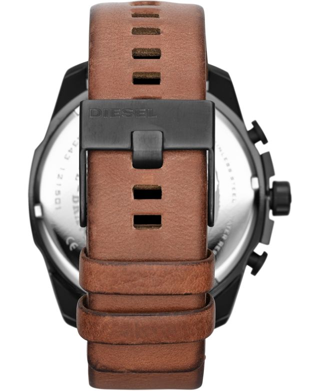 Diesel Men's Only The Brave Brown Leather Strap Watch 51x59mm