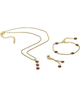 Rhodolite Garnet Three Stone Dangle Pendant Necklace (2-3/8 ct. t.w.) in 14k Gold-Plated Sterling Silver, 18" + 3" extender