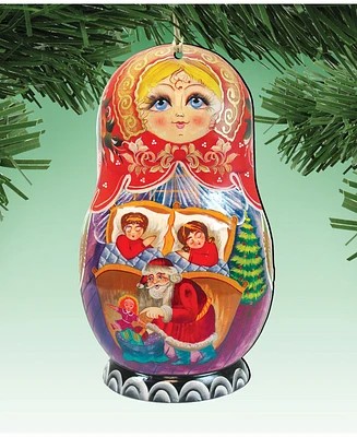 Designocracy Matreshka Doll Wooden Ornaments, Set of 2