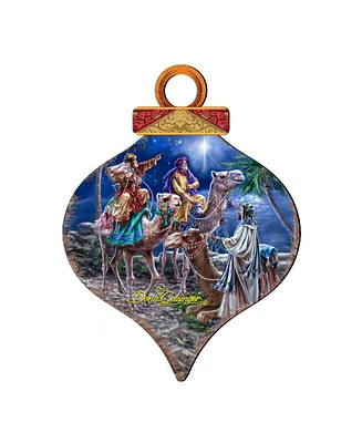 Designocracy The Magic Wrap Drop Wooden Ornaments, Set of 2