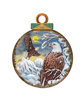 Designocracy Eagles Ball Wooden Ornaments, Set of 2