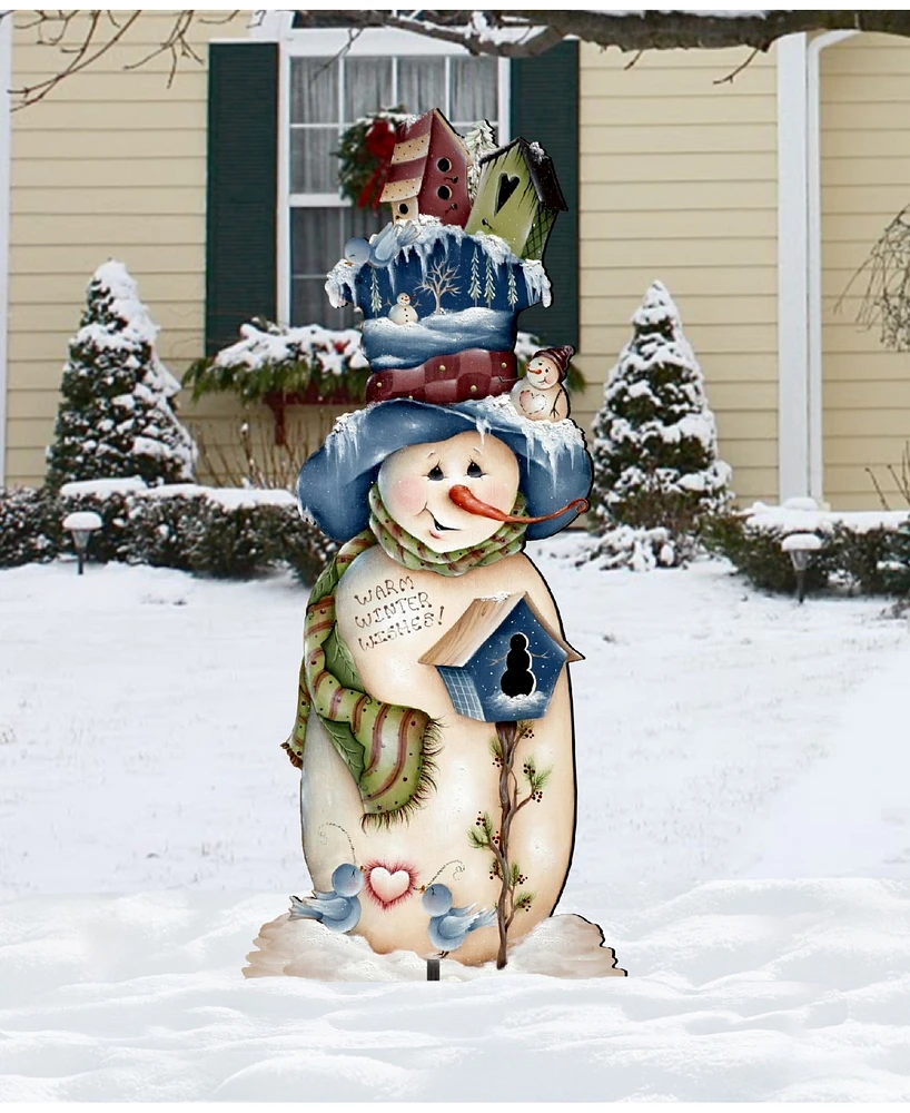 Designocracy Blue White Warm Winter Wish Oversized Garden Decoration by Jamie Mills Price