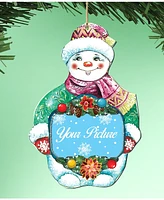 Designocracy Snowman Picture Ornament, Set of 2