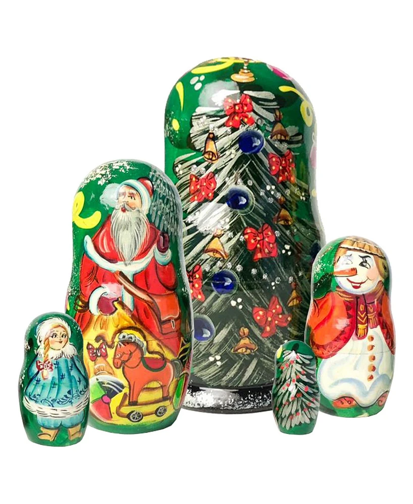 G.DeBrekht Mr. and Mrs. Christmas Set 3 Russian Matryoshka Nested Doll