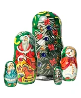 G.DeBrekht Mr. and Mrs. Christmas Set 3 Russian Matryoshka Nested Doll