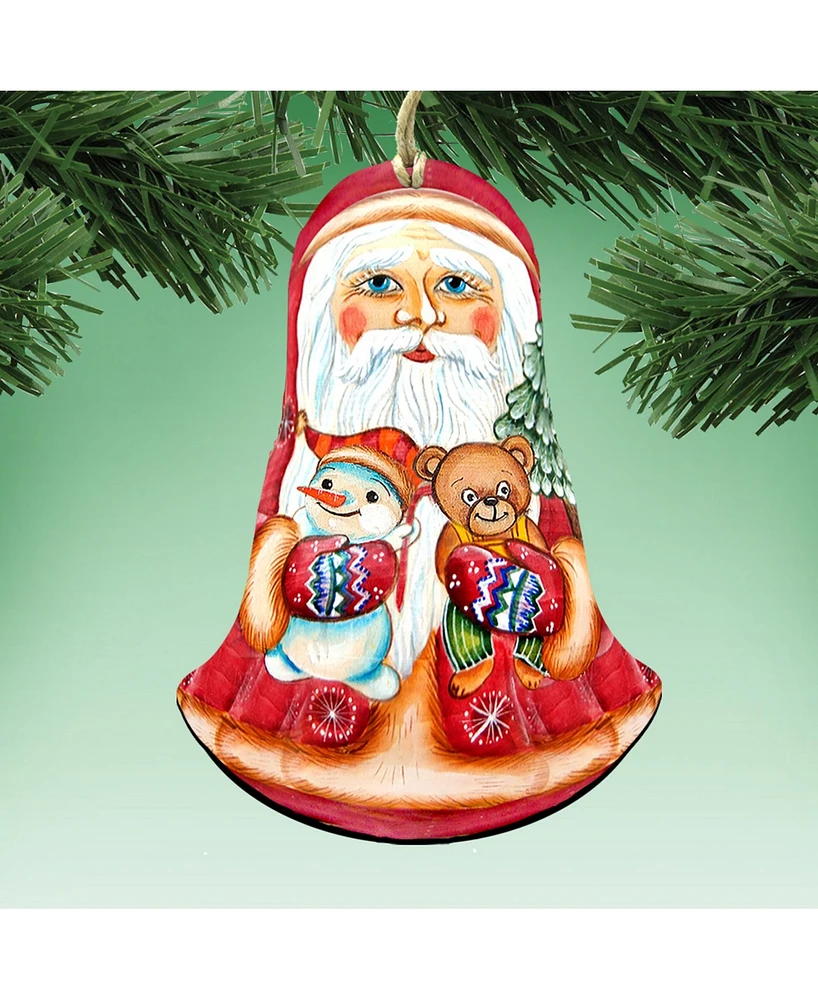 Designocracy Santa Ropy Poly Wooden Christmas Ornament, Set of 2