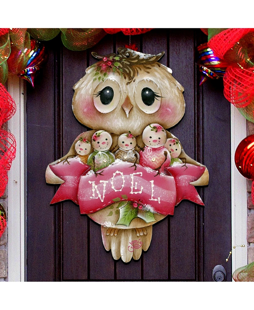 Designocracy Jamie Mills Price Christmas Owl You Need Is Love Wooden Decorative Door Hanger