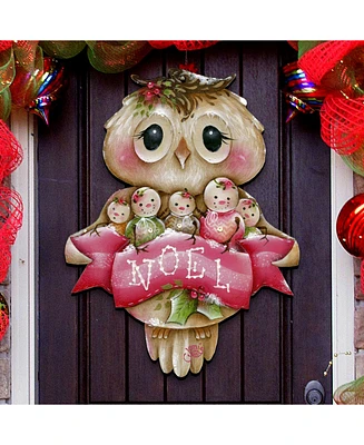 Designocracy Jamie Mills Price Christmas Owl You Need Is Love Wooden Decorative Door Hanger