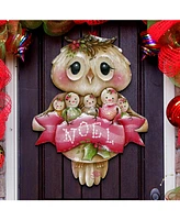 Designocracy Jamie Mills Price Christmas Owl You Need Is Love Wooden Decorative Door Hanger