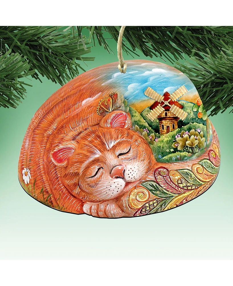 Designocracy Kitten Wooden Ornament Set of 2