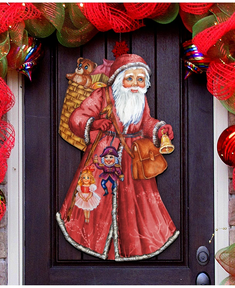 Designocracy Saint Nick Christmas Door Hanger