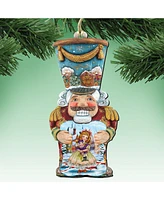 Designocracy Old World Nutcracker Wooden Christmas Ornament Set of 2