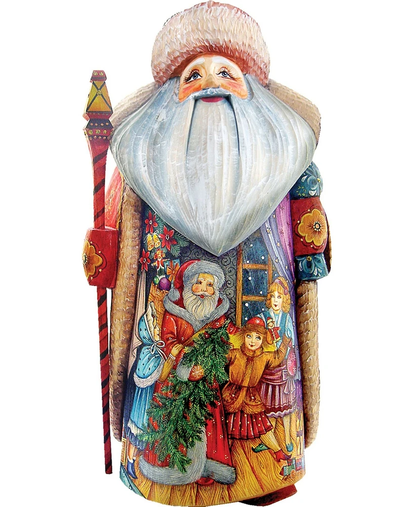 G.DeBrekht Woodcarved Hand Painted Christmas Night Father Frost Santa Figurine