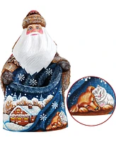 G.DeBrekht Woodcarved Hand Painted Starlight Puppy Santa Figurine