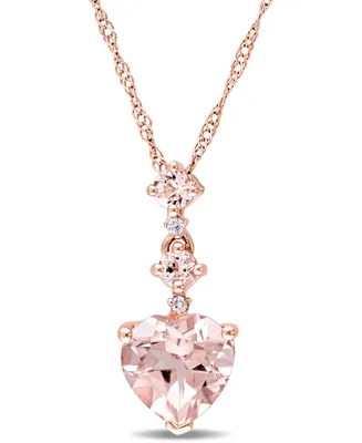 Morganite (1-1/4 ct. t.w.) & Diamond Accent Tiered Heart 17" Pendant Necklace in 10k Rose Gold