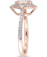 Morganite (1-1/7 ct. t.w.), White Sapphire (1/5 t.w.) & Diamond (1/4 Ring 14k Rose Gold