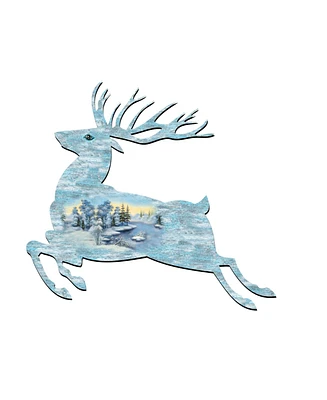 Designocracy Prancing Deer Scenic Wooden Decor