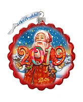 G.DeBrekht 2019 Celebration Santa Wreath Dated Glass Ornament