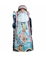 G.DeBrekht Woodcarved Hand Painted Lighting Start Santa Figurine