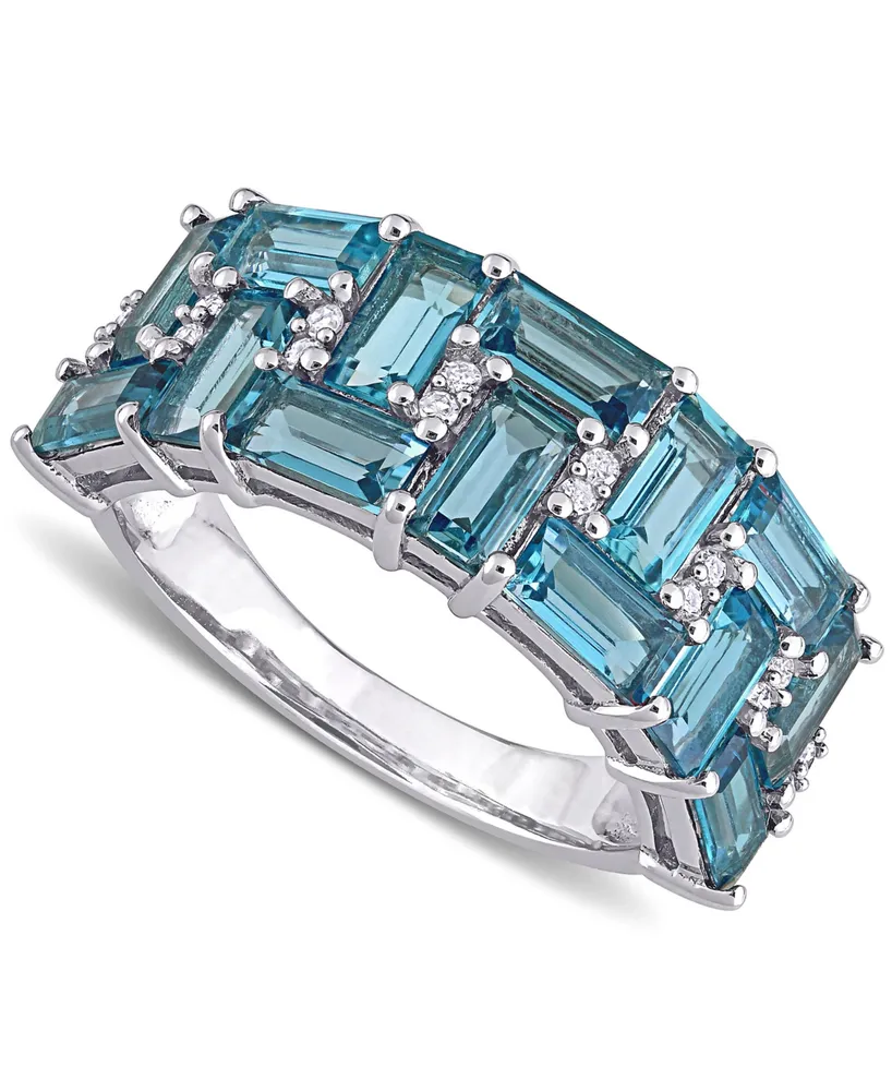 Blue Topaz (3-5/8 ct. t.w.) & Diamond (1/10 Cluster Ring 10k White Gold