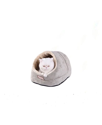 Armarkat Faux Suede Cozy Enclosed Cave Cat Kitten Sleeping Bed, 18"(L) X 12.5"(W) X 11.5"(H), C18HHL/Mh, Sage Green