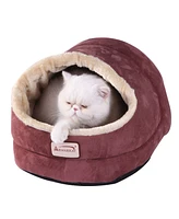 Armarkat Faux Suede Cozy Enclosed Cave Cat Bed In Winter 18"(L) X 12.5"(W) X 11.5"(H), C18HTH/Mh