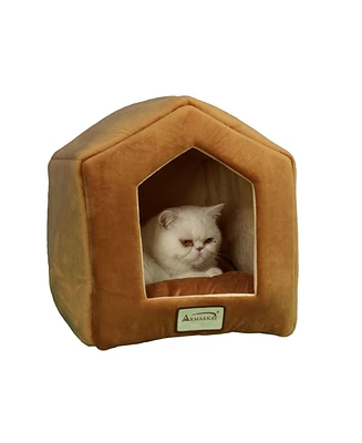 Armarkat Small Indoor Cat house, Cat Beds With Mat, MachIne Washable, C27CZS/Mh, Earth Brown and Beige