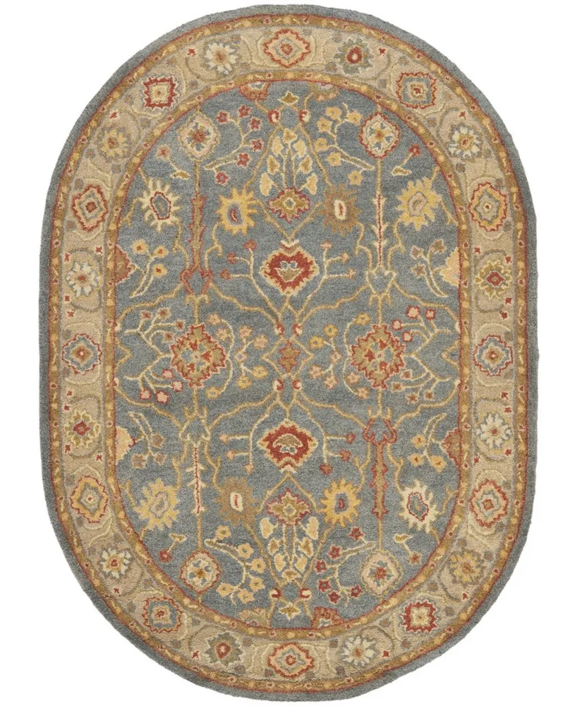 Safavieh Antiquity At314 Blue and Ivory 7'6" x 9'6" Oval Area Rug