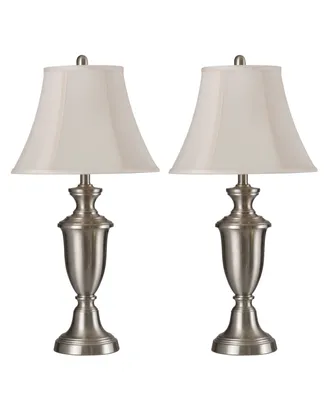 StyleCraft Softback Silk Fabric Shade Table Lamp Set, Pack of 2