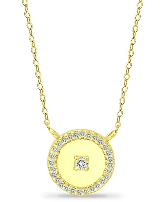 Giani Bernini Cubic Zirconia Polished Halo Pendant Necklace in 18k Gold-Plated Sterling Silver, 16" + 2" extender, Created for Macy's