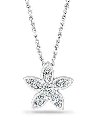 Giani Bernini Cubic Zirconia Star Flower Pendant Necklace in Sterling Silver, 16" + 2", Created for Macy's