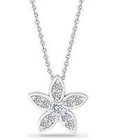 Giani Bernini Cubic Zirconia Star Flower Pendant Necklace in Sterling Silver, 16" + 2", Created for Macy's