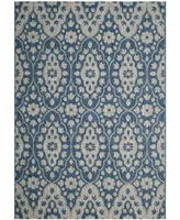 Martha Stewart Collection Tulip Medallion MSR4115 Gray and Navy 8' x 11'2" Area Rug